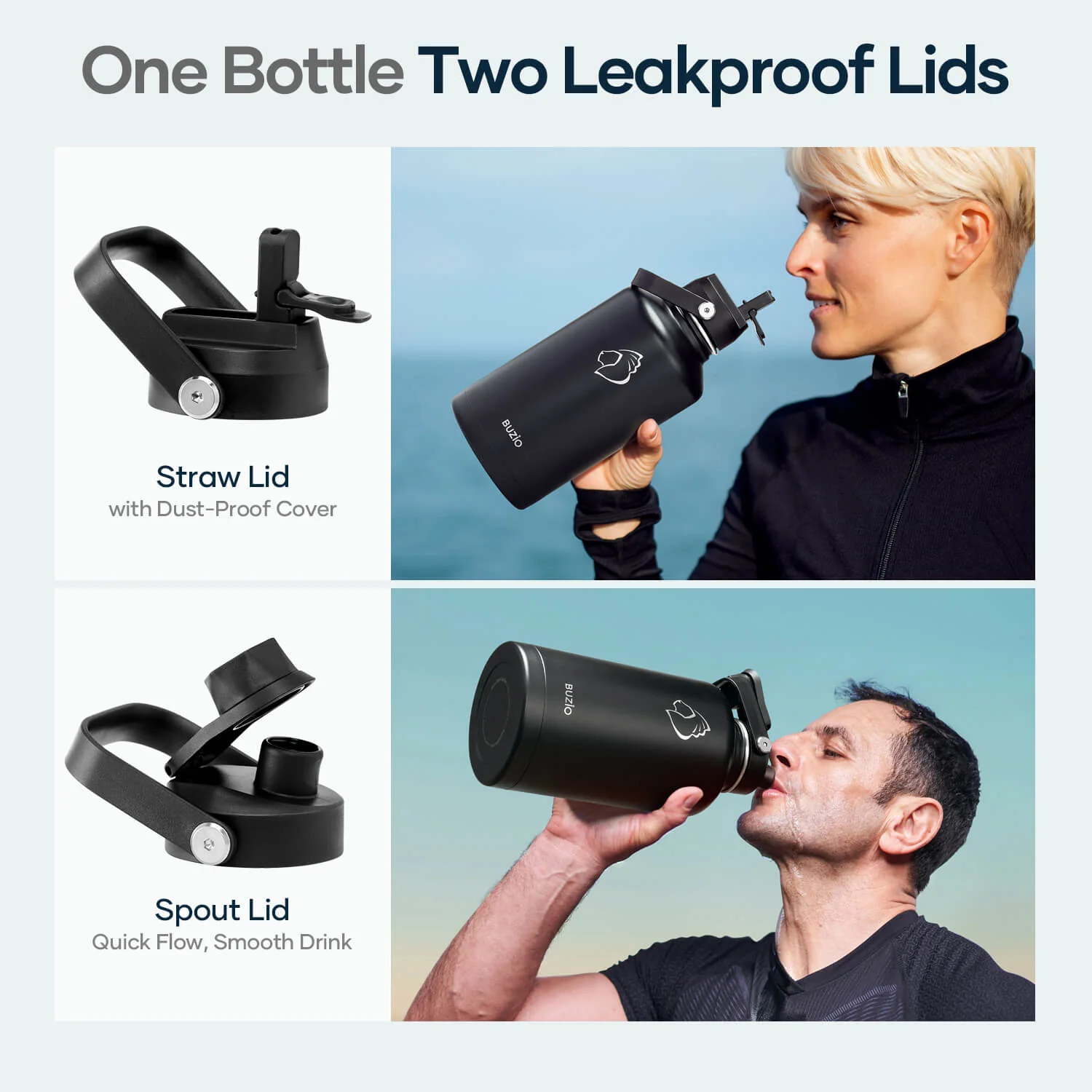 Duet Series Water Bottles with 2 Lids | 64oz - Image 7