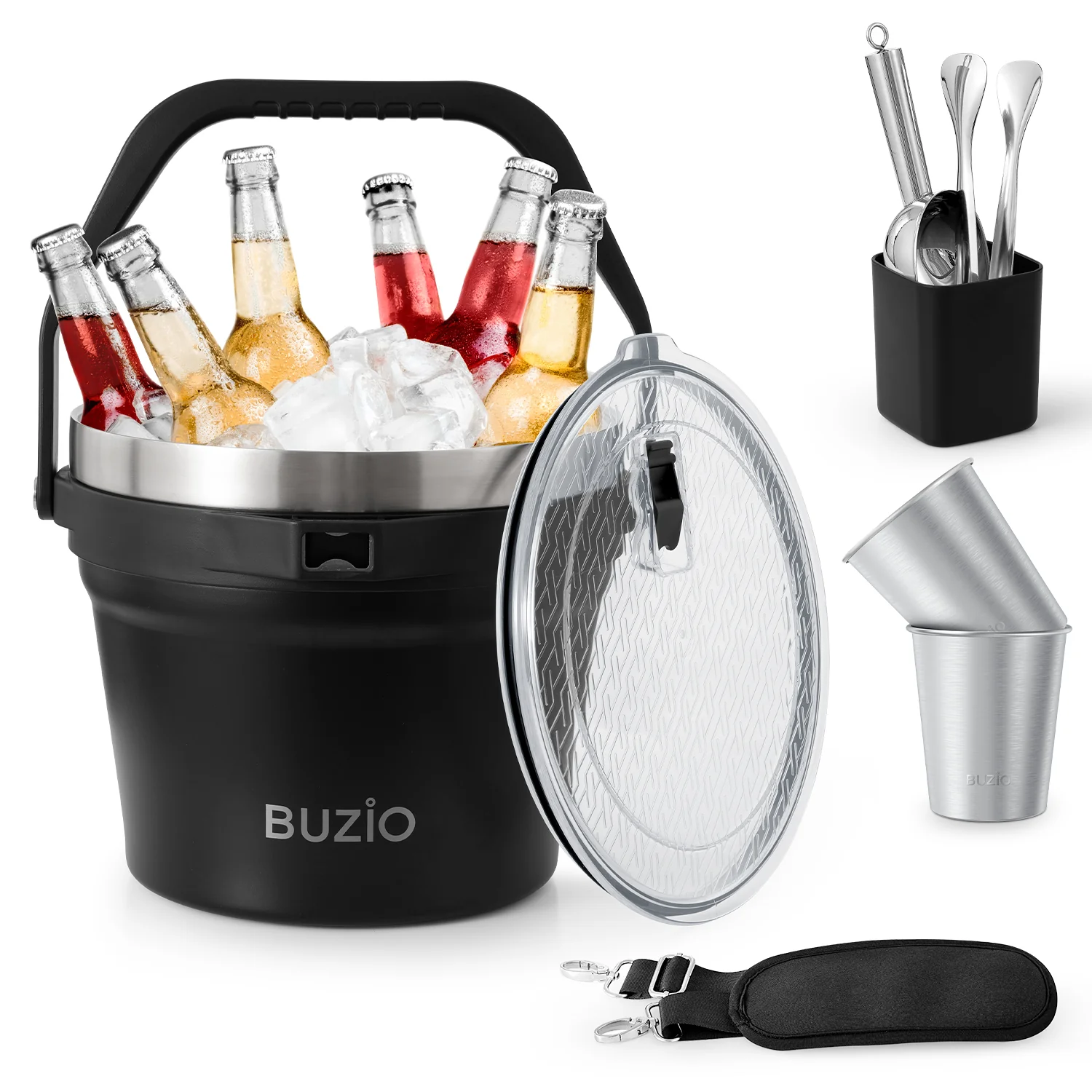 7.4 Qt/7 L Insulated Ice Bucket with Lid,Scoop, Tongs and 2 Cups for Parties - Image 12