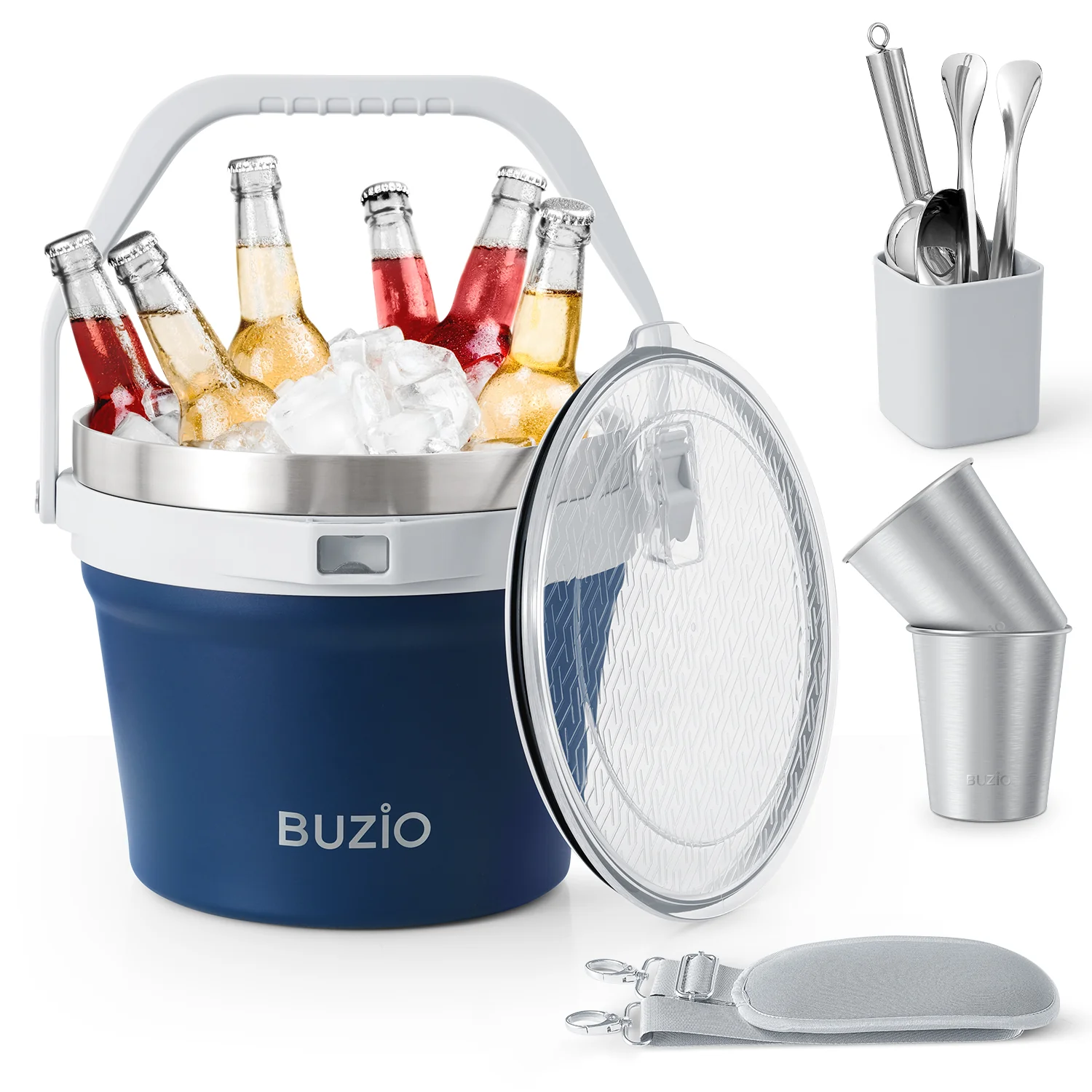 7.4 Qt/7 L Insulated Ice Bucket with Lid,Scoop, Tongs and 2 Cups for Parties - Image 21