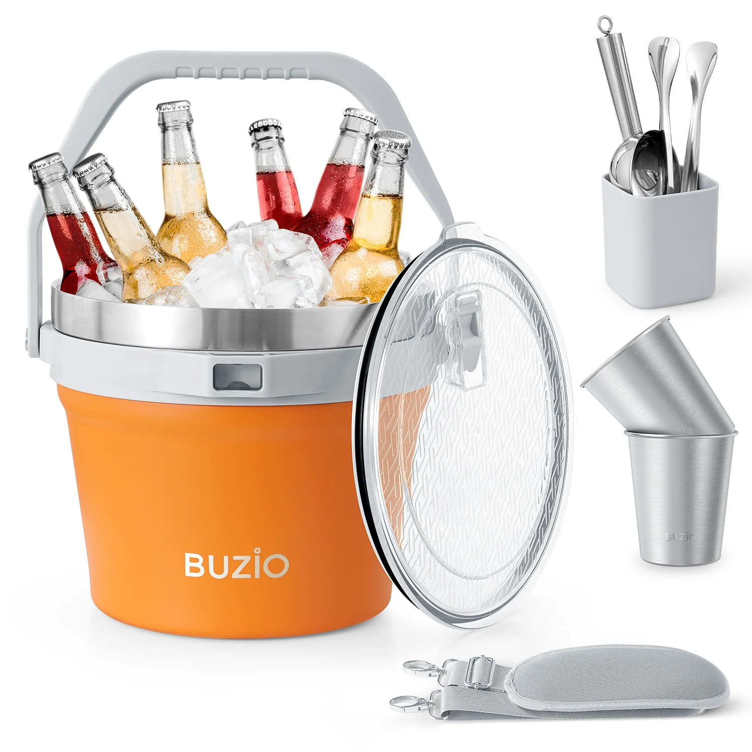 7.4 Qt/7 L Insulated Ice Bucket with Lid,Scoop, Tongs and 2 Cups for Parties - Image 40