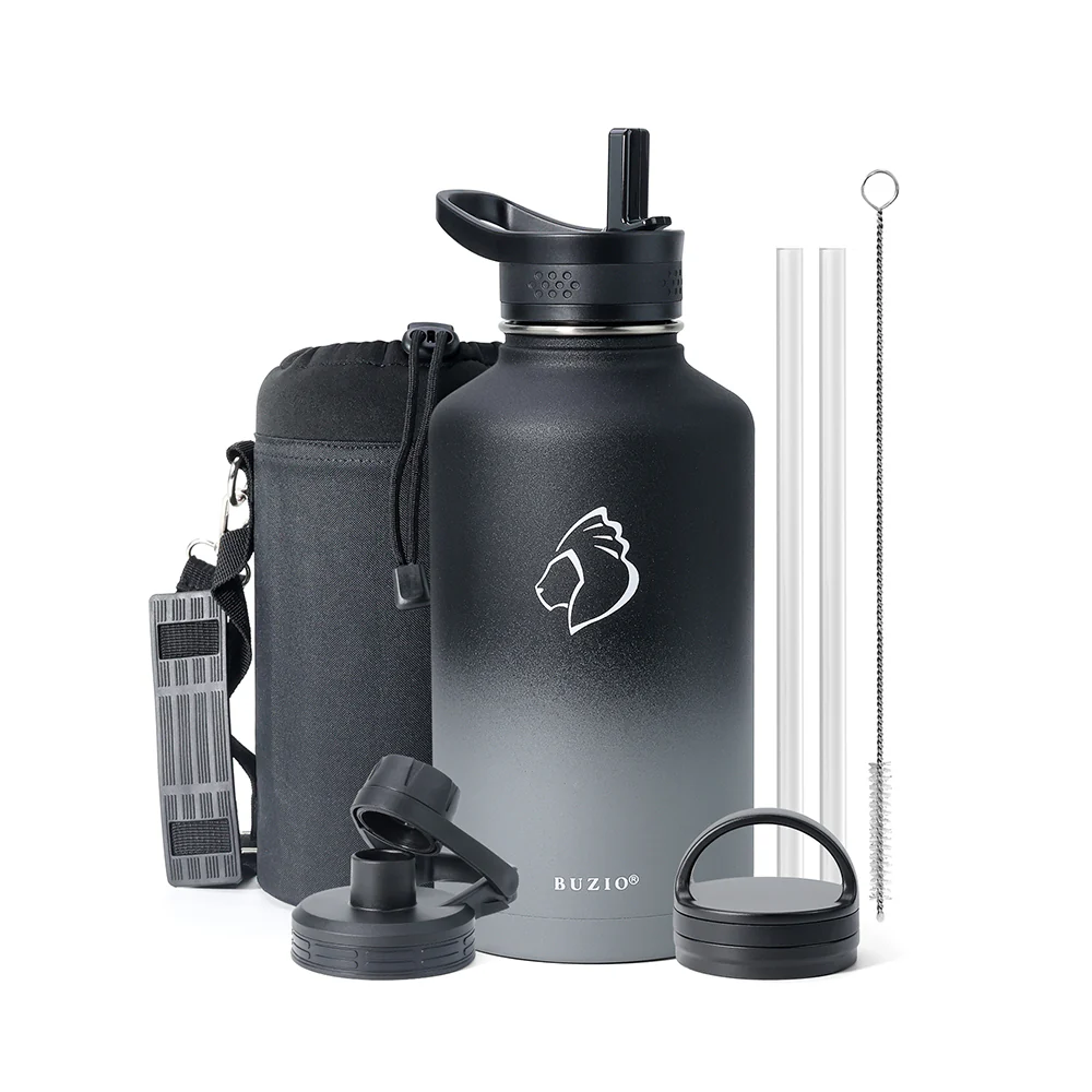 Stainless Steel Water Bottle with 3 Lids | 32oz - 64oz - Image 25