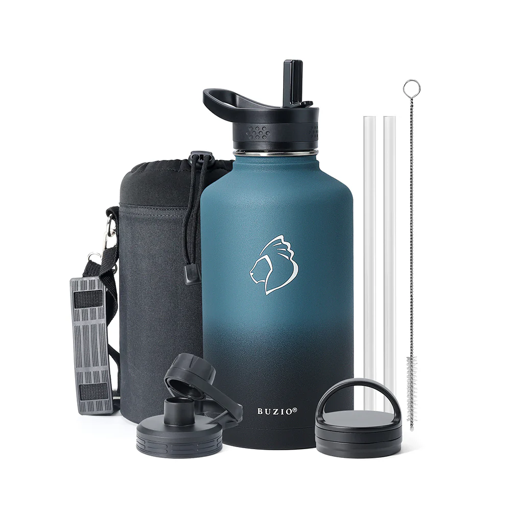 Stainless Steel Water Bottle with 3 Lids | 32oz - 64oz - Image 30