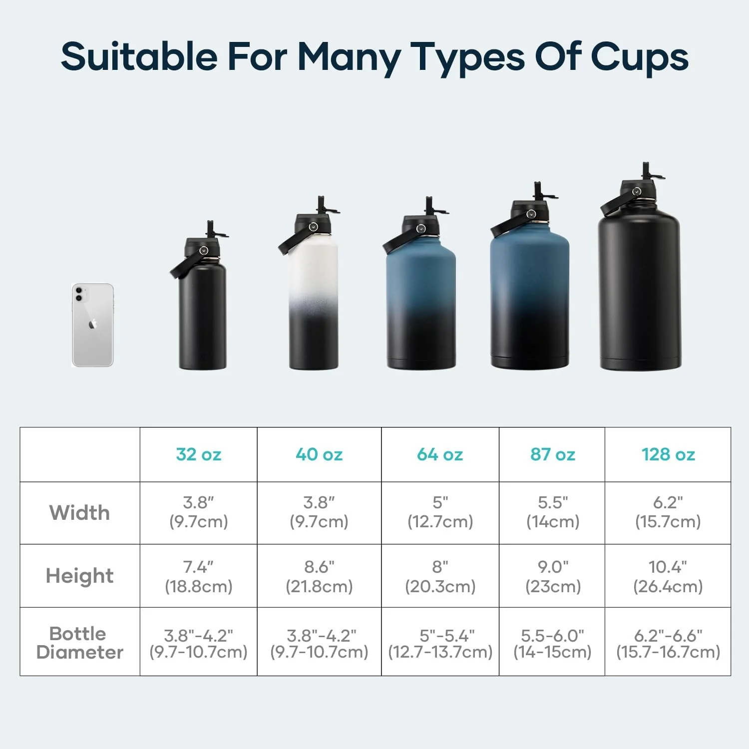 BUZIO Water Bottle Holder Carrying Pouch for 32oz/40oz/64oz/87oz/128oz Bottles - Image 2
